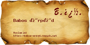Babos Árpád névjegykártya