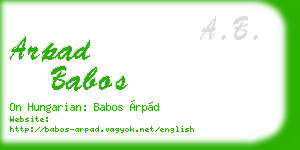 arpad babos business card